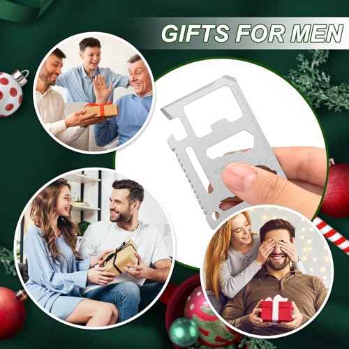 Survival Credit Card Multitool, 11 in 1 Beer Opener Survival Card Tool,Wallet Multitools Card Perfect for Fathers Men Gadgets Stocking Stuffers for Men (12 PCS) (Silvery)