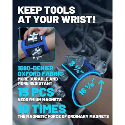 Magnetic Tool Mat Set, 40 LB Tool Pad with Telescoping Magnetic Pickup Tools & Magnetics Wristband, Tools Organizer for Garage, Workshop & Auto Repair