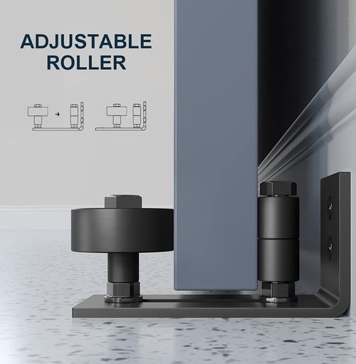EaseLife Sliding Barn Door Bottom Floor Guide,Adjustable Roller,Wall Mount System,Flush Flat Bottom Design,8 Assemble Setup Options,Fit All Size Door,Black