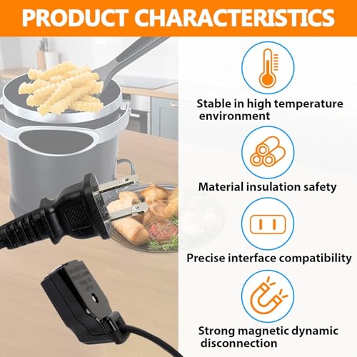 Kamrexi 09982 Deep Fryer Magnetic Power Cord for Presto FryDaddy Models