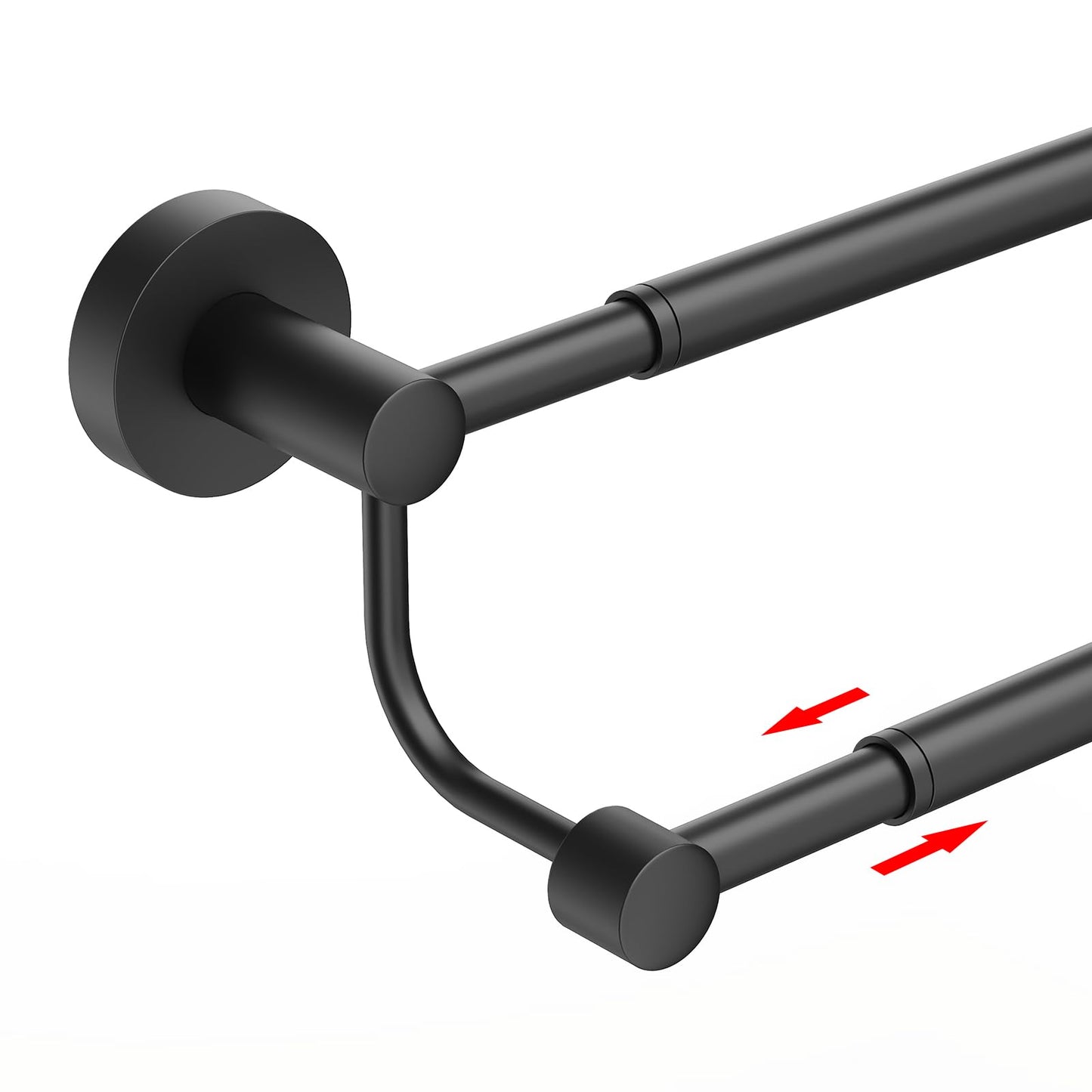 BESy Adjustable 16-26 Inches Double Bath Towel Bar for Bathroom SUS304 Stainless Steel Towel Holder, Hotel Style Wall Mount with Screws Hand Towel Bar Towel Rack Rod Hanger, Matte Black Finish