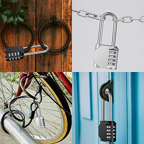 disecu 2 Pack Waterproof 2.6 Inch Shackle Combination Locks - Black, Outdoor Security Padlocks for Gym, Locker, Gate, Toolbox