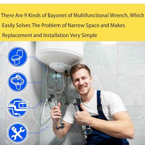 Basin Wrench, 9 in 1 Multifunctional Sink Bathroom Wrench, Standard Household Water Pipe Faucet Washing Basin Corner Valve Sink Repair Removal Tool for Kitchen & Bathroom Tight Spaces (2-Piece)