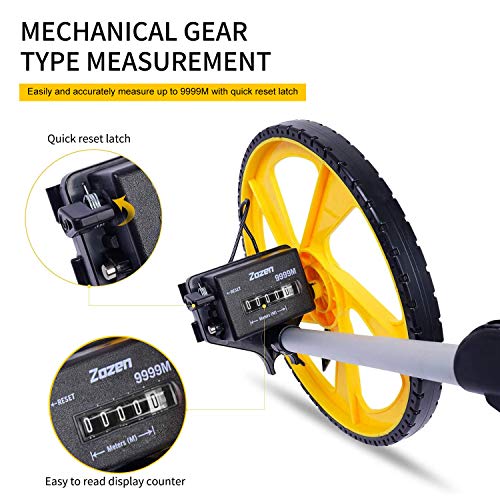 Zozen Measuring Wheel in Meters, Folding Dual-Unit, One-Key Reset