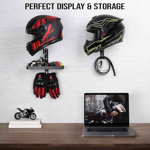 PUERSI Helmet Holder Wall Mount - 2 Pack 180¡Æ Rotation Helmet Hanger for Motorcycle Bike Racing Outerwear Sports Gear Display