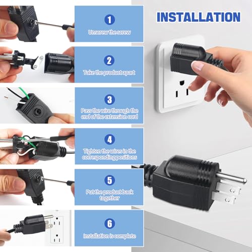 3 Pack Grounding Electrical Plugs 125V 15A NEMA 5-15R Replacement Connectors