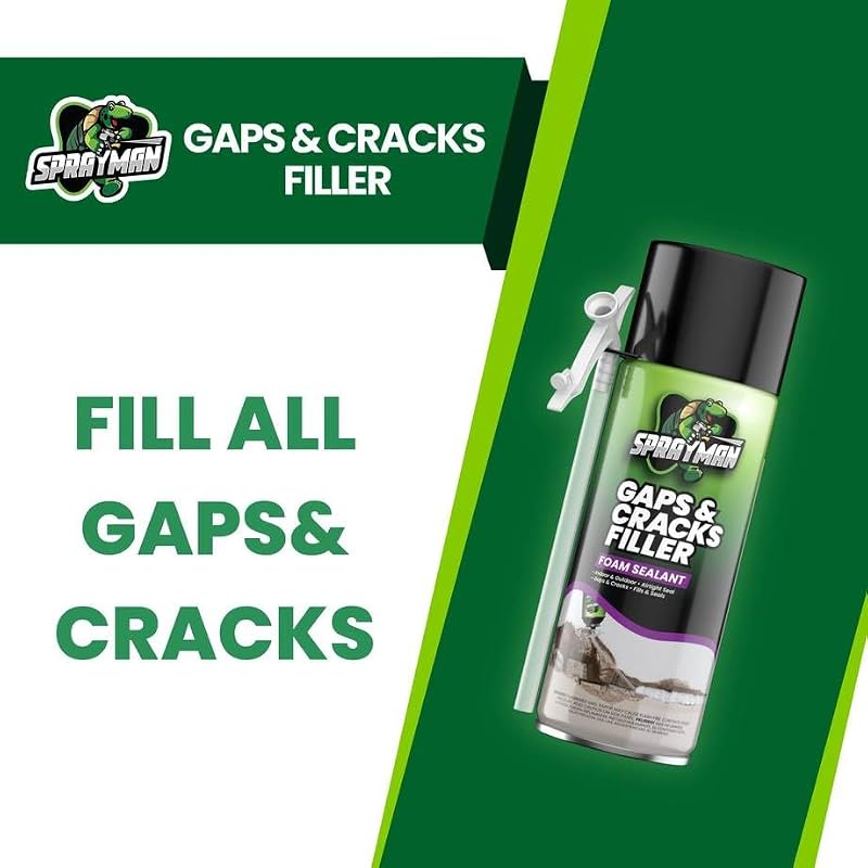 Sprayman 2 Pack Gaps and Cracks Foam Sealant - Waterproof Polyurethane Expanding Insulation for Doors & Windows, Paintable, 12oz