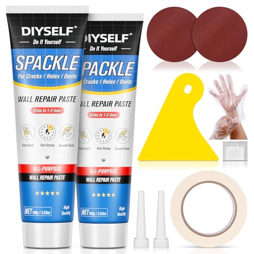 DIYSELF 9 Pack Drywall Repair Kit - Fast-Drying Spackle for Cracks & Holes