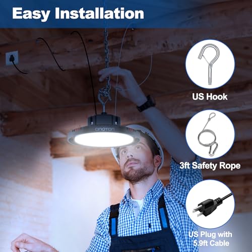 CINOTON 160W UFO LED High Bay Light 24000LM Warehouse Garage Commercial Lighting