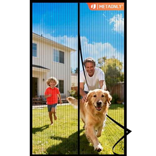 METAONLY Magnetic Screen Door Mesh 38x82 Inch Fits 36x80 Door Black - Easy Install