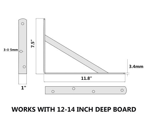 NEODROP 8-Pack 12 Inch Heavy Duty Shelf Brackets, Large Wall Bracket for Garage Kitchen Floating Shelves, Black Powder-Coated Steel