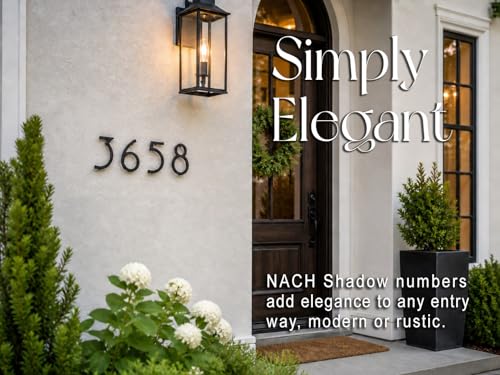 NACH 6 Inch Aluminum Floating House Numbers - Black Exterior Door Numbers with Mounting Hardware