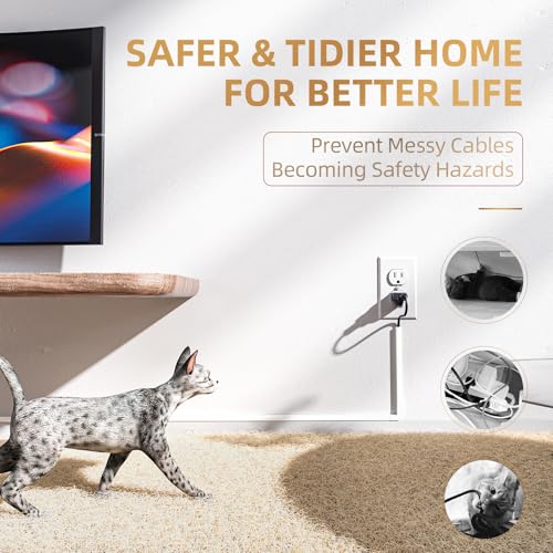 Delamu White 85in Wall Cord Hider for Single Wires, Cable Management Kit