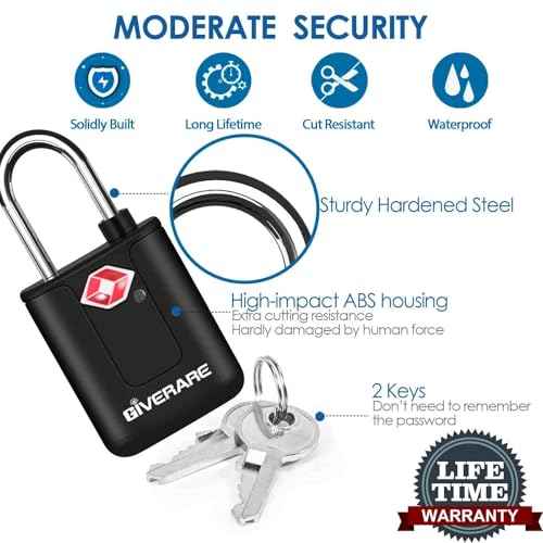 4 Pack TSA Approved Travel Luggage Locks with Keys, Keyed Suitcase Padlock, Zipper Small Locks, TSA Accepted Compatible Padlocks for Suitcase, Backpack, Gym Locker, Jewelry Box, Anti Theft-Black