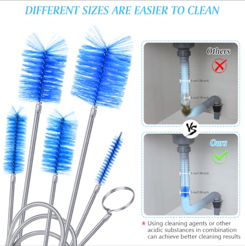 Flexible Drain Brush Set - 3-Piece Stainless Steel Pipe Cleaners for Kitchen & Plumbing
