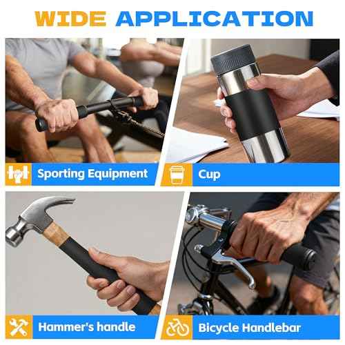 Rubber Grip Tape, Ultra-Thin Strong Adhesive Non-Slip Tape, Anti-Slip Grip Tape for Handles, Waterproof Heat Resistant Cushion Grip, Comfortable in Hands (Black,1 in x 22 Ft)