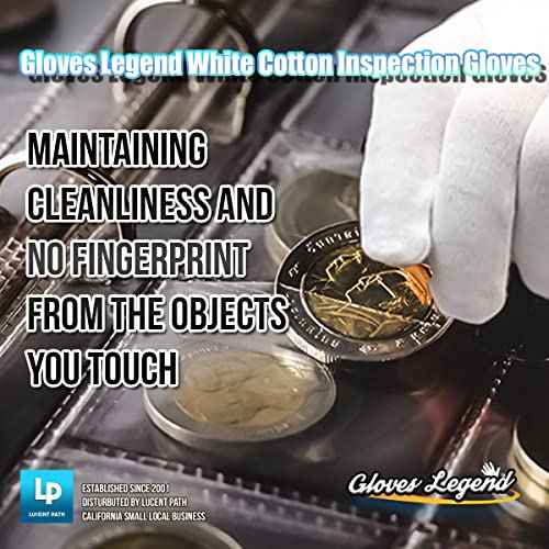 100% Cotton White Gloves For Work Safety Jewelry Coin Silver Inspection For Men and Women