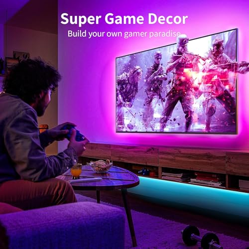 KSIPZE 16.5FT LED TV Backlight Strip for 45-75 Inch Screens RGB Smart App & Button Control