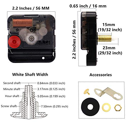 TIKROUND Quartz Wall Clock Movement Mechanism Repair Parts 29/32 Inch Thread with Black Hands