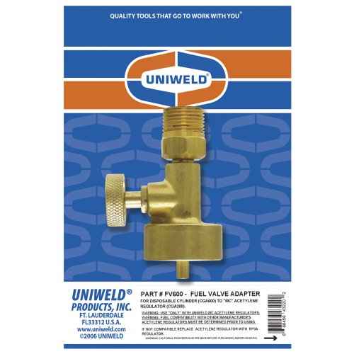 Uniweld FV600 Oxy/Fuel Adapter to Connect an MC Regulator (CGA200) to a Disposable Fuel Cylinder (CGA600)