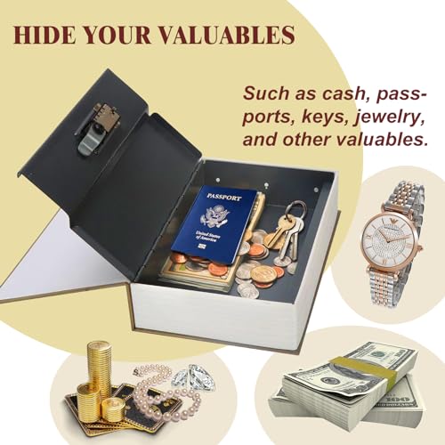 Decorative Book Safe with Combination Lock - Faux Book Hidden Safe, Rose / Code