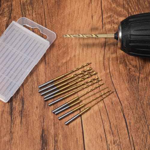 Mini Twist Drill Bit Set, 10Pcs 0.6mm-2.2mm, HSS 2.35mm Micro Drill Bits Set Shank Titanium Coated Tiny Drilling Bits Hole Drilling Tool for DIY, Wood, Jewelry