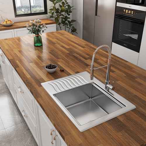 YENHOME Butcher Block Countertop Contact Paper 17.7"X200" Dark Wood Contact Paper Wood Grain Contact Paper for Cabinets Desk Countertop Peel and Stick Waterproof Faux Wood Wallpaper for Accent Wall
