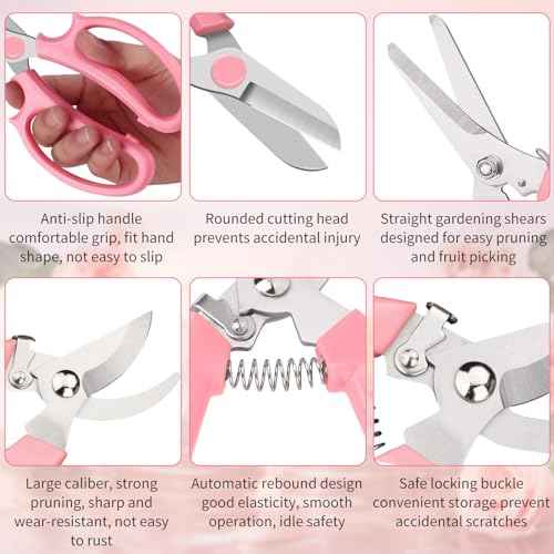 Garden Scissors 3Pcs Floral Shears with 3 Different Blades,Floral Scissors with Comfortable Grip Handle for Cutting Flowers Trimming Plants