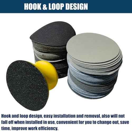 101 PCS Hand Sander Block kit - 3" Round Hand Sanding Blocks +100 PCS 3 Inch Hook and Loop discs Ideal For Wood Furniture Restoration Home Arts and Crafts