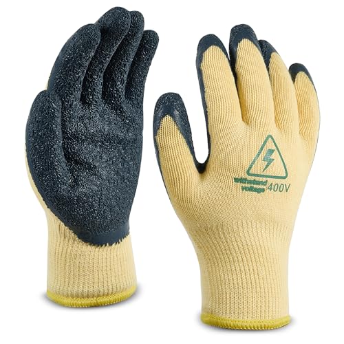 400V Voltage Resistant Gloves Insulated Electrician, Electrical Rubber Non-slip Texture for Prevent Shock