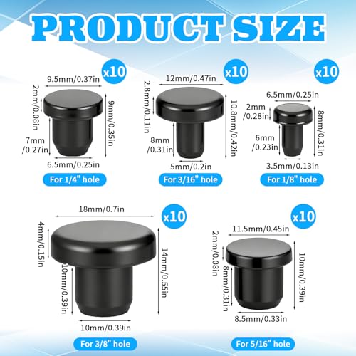 50PCS Silicone Rubber Hole Plugs Set - Assorted Sizes for Sealing Drains and Tubes