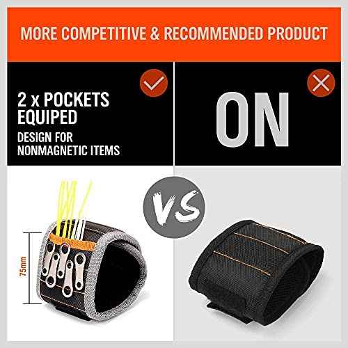 HORUSDY Magnetic Wristband, Gifts for Dad, with Strong Magnets for Holding Screws, Nails, Drilling Bits, Tool Gift for Men
