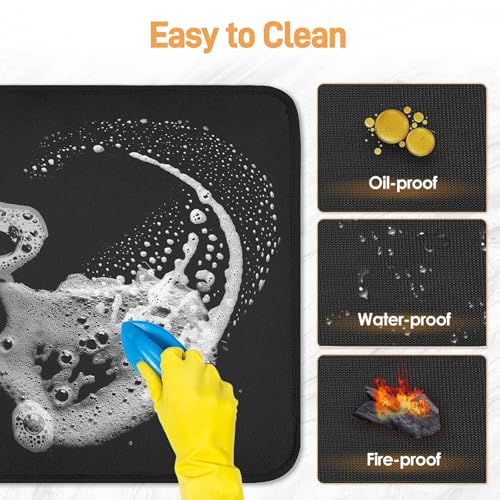 Amerbro Heat Resistant Mat for Countertop 18 x 15 in Black – 550°C (1022°F) Safe, Fiberglass & Silicone
