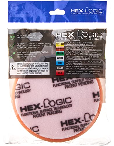 Chemical Guys Hex-Logic Medium-Heavy Cutting Foam Pad 5.5 Inch - Orange, 1 Pack