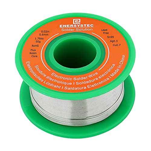 Solder Wire Rosin Core No Lead Electrical Solder Wire Thin 0.6mm 50g Fine Solder with Flux 2.5 PB Free Sn99 Ag0.3 Cu0.7 Flow 0.11lb Electronics Soldering DIY Repair Tiny Solder