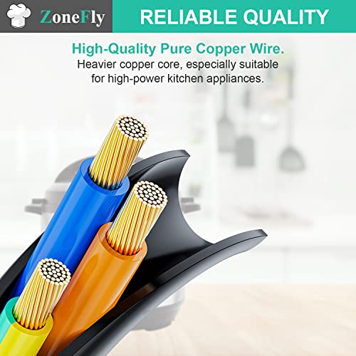 ZoneFly Replacement Power Cord for Instant Pot & Rice Cookers — 8-Core UL-Certified Cable