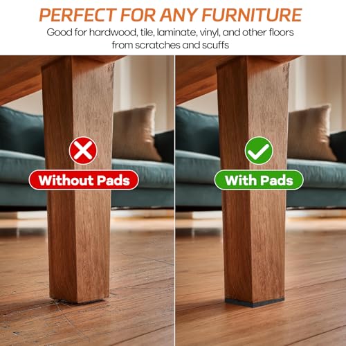BAIPOK Black Felt Furniture Pads 10pcs, 8 x 6 Inch Cuttable Floor Protectors