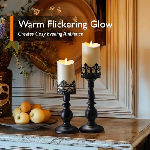 Homemory Ivory White 6x3 Inch Waterproof Flameless LED Candles with Remote & Timer Set of 2