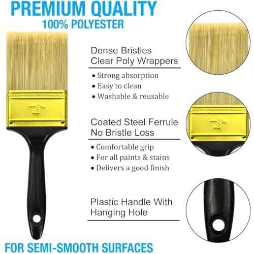 Great Andrew Paint Brushes, 5 Pack Great Value Multi use(3" 2" 1.5" 1" Flat &1.5" Angled) Paint Brush Pack, Paint Brushes Set for Home Furniture Fences Wall Trim