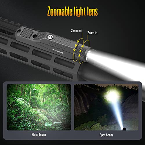 DEFENTAC White 1750 Lumens Zoomable Tactical Rifle Flashlight