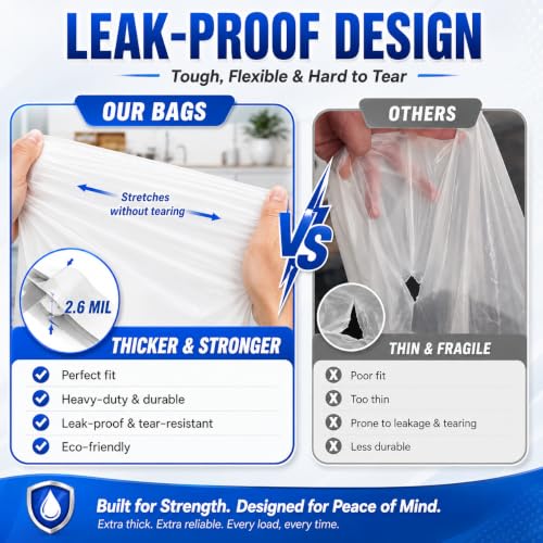 Foifatt 60 Pack 15-Inch Trash Compactor Bags - Leak-Proof, Heavy-Duty Kitchen Waste Liners