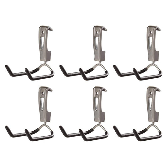 Rubbermaid Fasttrack Wall Mounted Garage Storage Utility Multi Hook for Tools, Chairs, Hose, Equipment, and Other Items, Supports 25 Lbs Each (6 Pack)