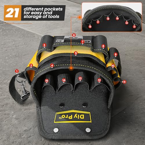 Tool Pouches, Tool Belt Pouch, Electrician Tool Pouch, Quickly Attach & Release Tool Belt Pouch with Clip, Tool Bag Multi-Pocket, Heavy Duty Utility Pouches for Carpenters & Home Improvement