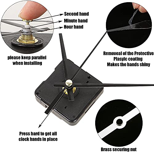 2Pcs Quartz Clock Movement Kit with Hands for DIY Repair and Craft Projects