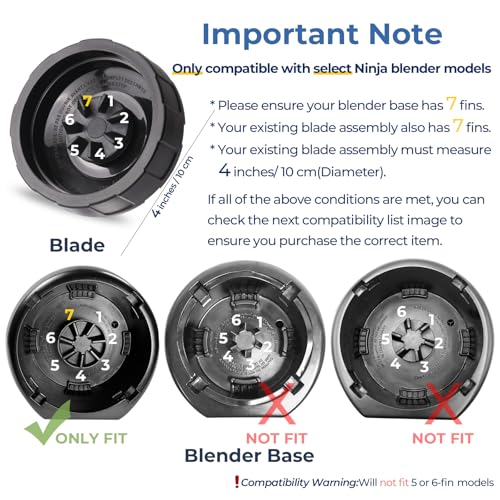 Ninja Blender Replacement Blade 7-Fin, 24oz Cups & Sip & Seal Lids - 2 Pack (BN401 BN751 BN801 BL480-30 etc.)