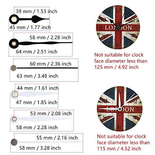 TIKROUND 12888 Snap-In No Thread Quartz Clock Movement Replacement D Hands - Total 46mm