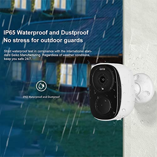 EVERSECU 2K 3MP Outdoor Wireless Security Camera Support Pairing Via Bluetooth, Rechargeable Battery-Powered WiFi Home CCTV Bullet Camera, Spotlight, PIR Motion Detection, 2-Way Audio, Night Vision