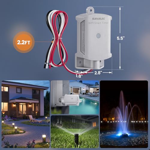 WiFi Outdoor Smart Timer Switch 15A for Electrical Boxes - Waterproof, App Control