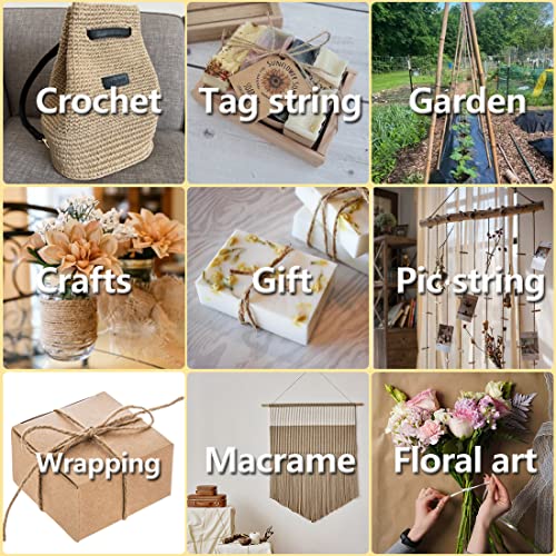PerkHomy Natural Jute Garden Twine 400 Feet Brown 2mm Support Tie for Gardening & Crafts