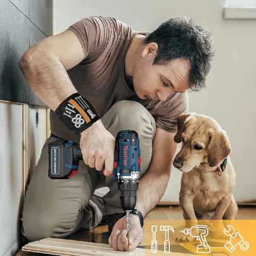 Magnetic Wristband for Holding Screws, Nails & Tools, Strong Magnets, Red